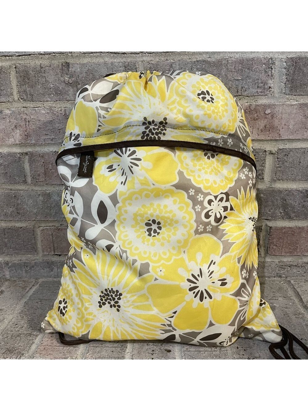 Thirty-One Floral Backpack in Yellow and Gray